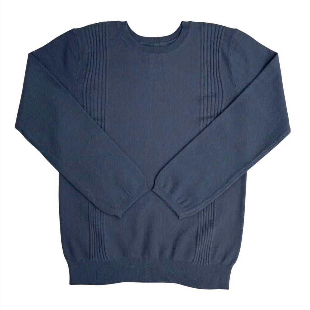 NEW KIPP boys todd knit long sleeve sweater in stone/blue